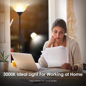 img 1 attached to Energy-Saving Floor Lamps for Living Room & Office - BoostArea 9W LED Torchiere Floor Lamp with 4W Adjustable Reading Lamp, 3000K LED Bulbs, 3 Way Switch, 50,000hrs Lifespan
