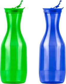 img 3 attached to 🥤 DecorRack 2 Large Water Carafes with Flip Top Lid, 50 Oz Each, Plastic Juice Pitcher, Decanter, Jug, Ideal for Serving Fridge Cold Iced Tea Outdoors, Picnic, Parties, NOT DISHWASHER SAFE