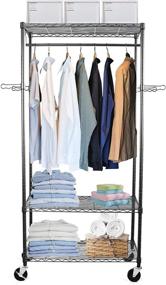 img 3 attached to 👕 WDT Rolling Garment Rack: Large Heavy Duty Clothing Organizer with 3 Tier Shelves, Adjustable Metal Closet Rack for Hanging Clothes