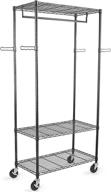 👕 wdt rolling garment rack: large heavy duty clothing organizer with 3 tier shelves, adjustable metal closet rack for hanging clothes логотип