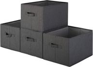 📦 pomatree storage baskets - 4 pack - sturdy large fabric bins for home organization, nursery, closet & shelves - foldable organizing basket cube shelf organizer (black) logo