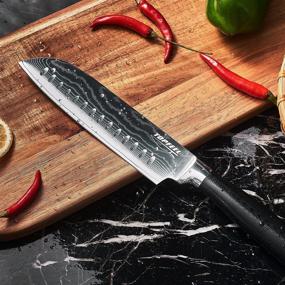 img 1 attached to 🔪 Topfeel Japanese Chef Knife: 7-inch Damascus Kitchen Knife with Ergonomic G10 Handle - Professional Cooking Knife with Gift Box