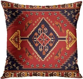 img 1 attached to 🛋️ Emvency Set of 4 Throw Pillow Covers: Tribal Abstract Red and Black Vintage Persian Carpet Pattern Decorative Pillow Cases for Home Decor - Standard Square 18x18 Inches