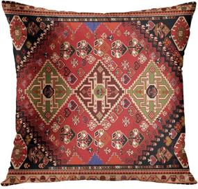 img 3 attached to 🛋️ Emvency Set of 4 Throw Pillow Covers: Tribal Abstract Red and Black Vintage Persian Carpet Pattern Decorative Pillow Cases for Home Decor - Standard Square 18x18 Inches