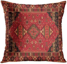 img 2 attached to 🛋️ Emvency Set of 4 Throw Pillow Covers: Tribal Abstract Red and Black Vintage Persian Carpet Pattern Decorative Pillow Cases for Home Decor - Standard Square 18x18 Inches
