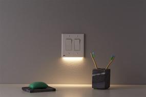 img 2 attached to 🕹️ 2 Pack, SnapPower SwitchLight for Double-Gang Light Switches - LED Night Lights with Auto Sensor - Bright/Dim/Off Options - Toggle, Light Almond