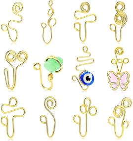 img 4 attached to HUASAI African Nose Cuffs: Fashionable Non-Pierced Evil Eye Nose Cuff Clip-On for Women