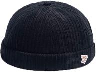 🧢 docker cap beanie hats, men's sailor cap worker hat with rolled cuff, retro brimless hat featuring adjustable design logo