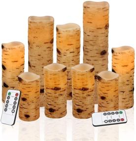 img 3 attached to 🕯️ Vinkor Flameless Candles Battery Operated Candles Set of 9 Birch Effect LED Pillar Candles with 10-Key Remote Control and Timer - 4", 5", 6", 7", 8", 9