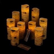 🕯️ vinkor flameless candles battery operated candles set of 9 birch effect led pillar candles with 10-key remote control and timer - 4", 5", 6", 7", 8", 9 логотип