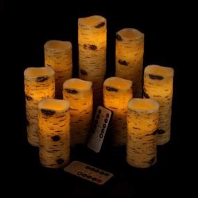 img 4 attached to 🕯️ Vinkor Flameless Candles Battery Operated Candles Set of 9 Birch Effect LED Pillar Candles with 10-Key Remote Control and Timer - 4", 5", 6", 7", 8", 9