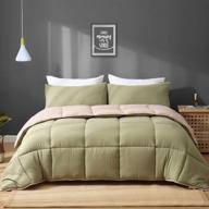 🦌 apsmile reversible green/brown comforter set - 3 piece all-season down alternative comforter with shams, ultra-soft fluffy microfiber quilt duvet, deer design logo