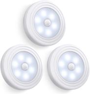 3-pack battery operated led motion sensor lights for staircase, closet, wall, stick anywhere - ideal for hallway, bathroom, bedroom, kitchen, cabinet - easy installation, energy efficient логотип