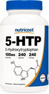 🌱 nutricost 100 мг 5-htp - 240 капсул (5-гидрокситриптофан) - вегетарианские, без глютена, без гмо логотип