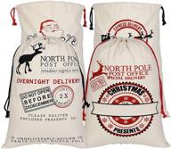 oremila santa sacks set of 4 - personalized cotton canvas bags with drawstring, large size 27” x 19” for reusable xmas present package storage and design logo