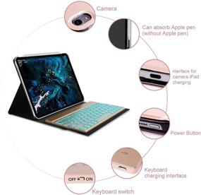 img 1 attached to 📱 Ipad Pro 11 Case with Keyboard 2018 1st Gen - Backlit Keys/Bluetooth/Wireless, Slim Folio, Pencil Charging, Auto Sleep/Wake - Rose Gold