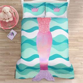 img 4 attached to 🧜 Lush Decor Mermaid Ruffle Comforter Set – Twin Size, Pink/Purple Delight