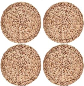 img 4 attached to Set of 4 COYMOS Round Woven Placemats - Natural Water Hyacinth, Large Handmade Heat Resistant Non-Slip Table Mats, 11.8 Inches (30cm)