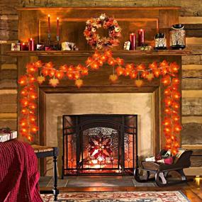 img 2 attached to 🍁 2 Pack Maple Leafs String Lights - Festive 26 ft & 80 LED Thanksgiving Harvest Garland Lights for Indoor/Outdoor Thanksgiving, Halloween, Christmas, and Party Home Decorations