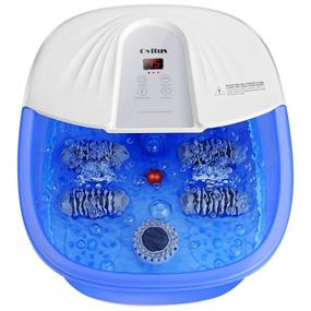 img 4 attached to Foot Spa Bath Massager with Heat Bubbles, Shiatsu Massage Rollers, Adjustable Temperature, Detachable Pumice Stone - Soothing Foot Spa Tub to Alleviate Skin and Muscle Pain Relief