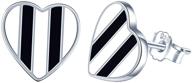 🖤 infinite u retro cute striped stud earrings - black white striped ball heart square tag 925 sterling silver earrings logo