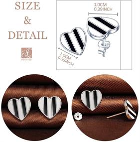 img 2 attached to 🖤 Infinite U Retro Cute Striped Stud Earrings - Black White Striped Ball Heart Square Tag 925 Sterling Silver Earrings