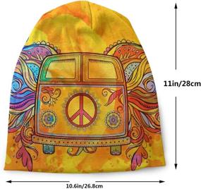 img 3 attached to Vintage Hippie Men Skull Cap: Retro Mini Van with Peace Sign Balaclava for Cool Winter Style