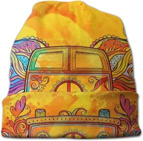 img 2 attached to Vintage Hippie Men Skull Cap: Retro Mini Van with Peace Sign Balaclava for Cool Winter Style