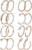 👃 16-piece set of 20g stainless steel nose rings hoop tragus cartilage helix ring lip septum piercing (8-10mm) by masedy logo