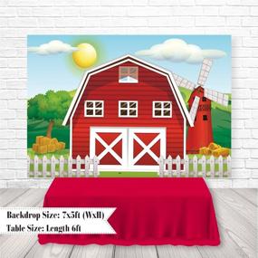 img 3 attached to Funnytree Cartoon Red Farm Animals Party Backdrop: A Perfect Photography Decoration for Children's Birthday Celebrations!