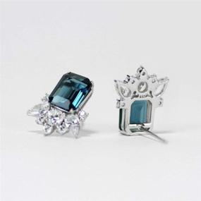 img 1 attached to 💎 Michooyel S925 Topaz Stud Earrings in London Blue - Emerald Cut with Diamond Accents - Birthstone Fine Jewelry for Women and Girls