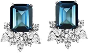 img 4 attached to 💎 Michooyel S925 Topaz Stud Earrings in London Blue - Emerald Cut with Diamond Accents - Birthstone Fine Jewelry for Women and Girls