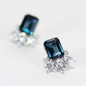 img 2 attached to 💎 Michooyel S925 Topaz Stud Earrings in London Blue - Emerald Cut with Diamond Accents - Birthstone Fine Jewelry for Women and Girls