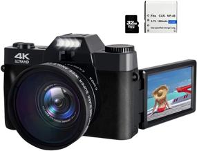 img 4 attached to 📸 High-resolution 48MP 4K HD Digital Camera with 3.0-inch 180° Flip Screen, WiFi, Wide-Angle Lens, 32GB Memory Card - Ideal Vlogging Camera for YouTube