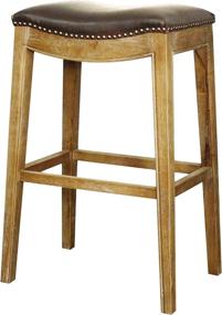 img 1 attached to Vintage Dark Brown Elmo Bonded Leather Bar Stool by New Pacific Direct