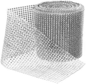 img 4 attached to 💎 Sparkling Silver Rhinestone Ribbon Diamond Bling Wrap - 30 Ft DIY Roll for Event Decor, Wedding Cakes, Bridal/Baby Showers, Birthdays, Arts & Crafts Vase, Party Decor - 1 Roll Bulk