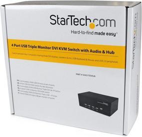 img 1 attached to 🖥️ StarTech.com 4 Port Triple Monitor DVI USB KVM Switch - Multi Monitor KVM with Audio & USB Hub (SV431TDVIUA), Black