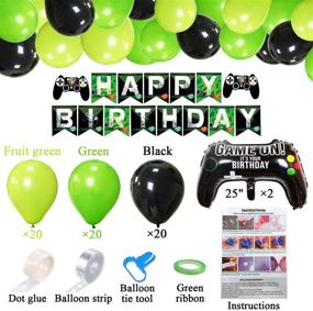 img 1 attached to Gamer Birthday Party Decoration Kit for Boys - 81pcs Set with Happy Birthday Gamer Banner, Green Black Balloons Garland Arch Kit, and 2 Foil Gamer Controller Balloons - Ideal Video Game Gaming Party Decorations