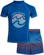 🏊 stay protected and stylish: body glove boys' 2-piece upf 50+ rash guard and swimsuit trunks set for little boys/big boys logo