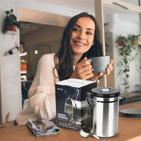 img 3 attached to ☕ Stainless Steel Coffee Canister with Scoop - Aesthetic Storage Container to Preserve Freshness and Flavor of Your Coffee, 22oz