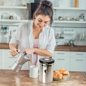 img 2 attached to ☕ Stainless Steel Coffee Canister with Scoop - Aesthetic Storage Container to Preserve Freshness and Flavor of Your Coffee, 22oz