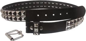 img 3 attached to 🤵 Black Men's Accessories: Solid Leather with Silver Studded Design