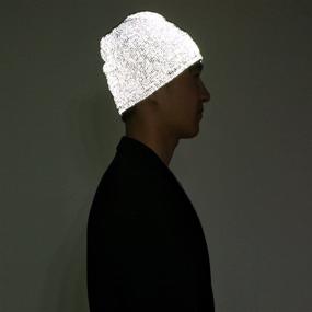 img 2 attached to 🧢 AMNQUERXUS Reflective Beanie - High Visibility, Warm Winter Loop Knit Hat Cap