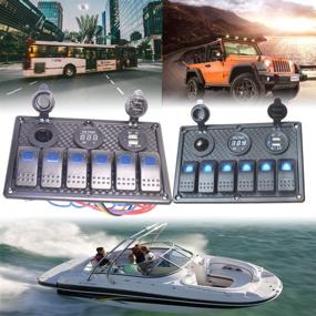 img 3 attached to JOYHO Gang Rocker Switch Panel with Waterproof Fuse Panels, Dual USB Charger Port and 12V Power Socket, 12/24V Breaker Switches for RV, Marine, Car, Truck, Boat - Blue Light