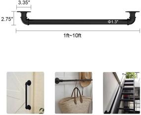 img 3 attached to 🏠 Premium 3ft Wall Handrail for Stairs, Steps - Easy Install, Φ1.3" Thickened Dark Iron - Ideal for Outdoor and Indoor - Porch, Deck, and More - Black