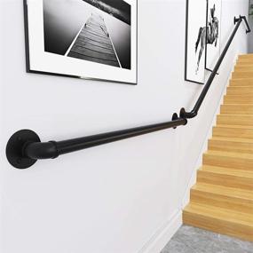 img 2 attached to 🏠 Premium 3ft Wall Handrail for Stairs, Steps - Easy Install, Φ1.3" Thickened Dark Iron - Ideal for Outdoor and Indoor - Porch, Deck, and More - Black