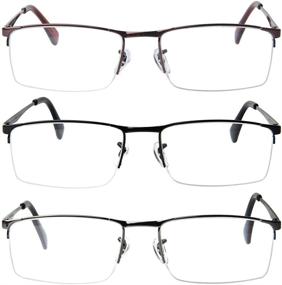 img 3 attached to 👓 Liansan Men's Half Frame Reading Glasses - 3 Pairs of Quality Metal Rectangular Readers (L6281)