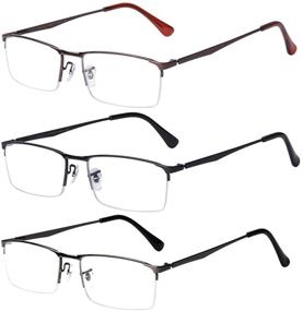 img 4 attached to 👓 Liansan Men's Half Frame Reading Glasses - 3 Pairs of Quality Metal Rectangular Readers (L6281)