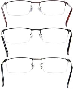 img 2 attached to 👓 Liansan Men's Half Frame Reading Glasses - 3 Pairs of Quality Metal Rectangular Readers (L6281)