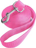 🐾 jackpet pink long leather swivel training dog leash, 6ft x 10ft x 30ft, for large, medium, and small breed – ideal for outdoor walks, hiking, backyard camping, and play – perfect for parks and fetch games (10ft) logo